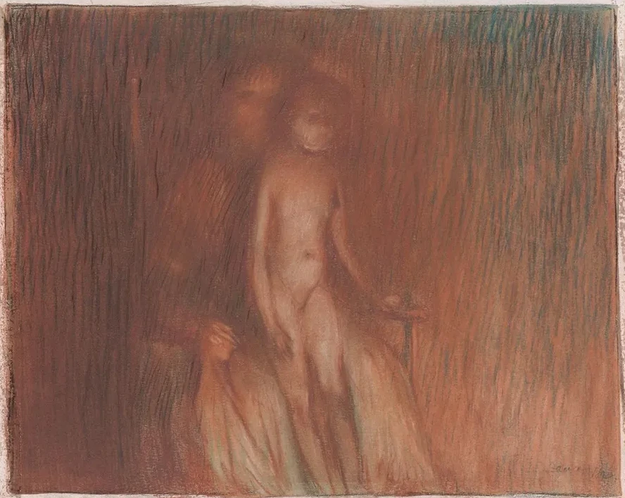 Mother and Child Before a Fire
