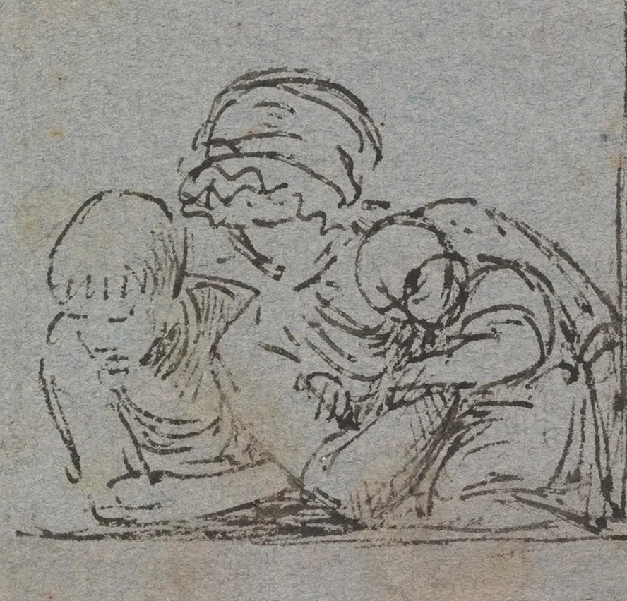 Mother and Child with Young Boy Leaning on Window Sill