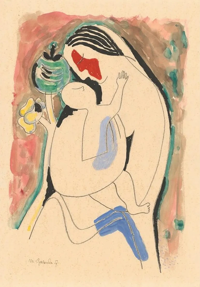 Mother with Baby and Flower