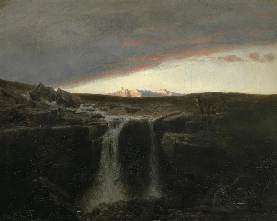 Mountain Landscape with Waterfall