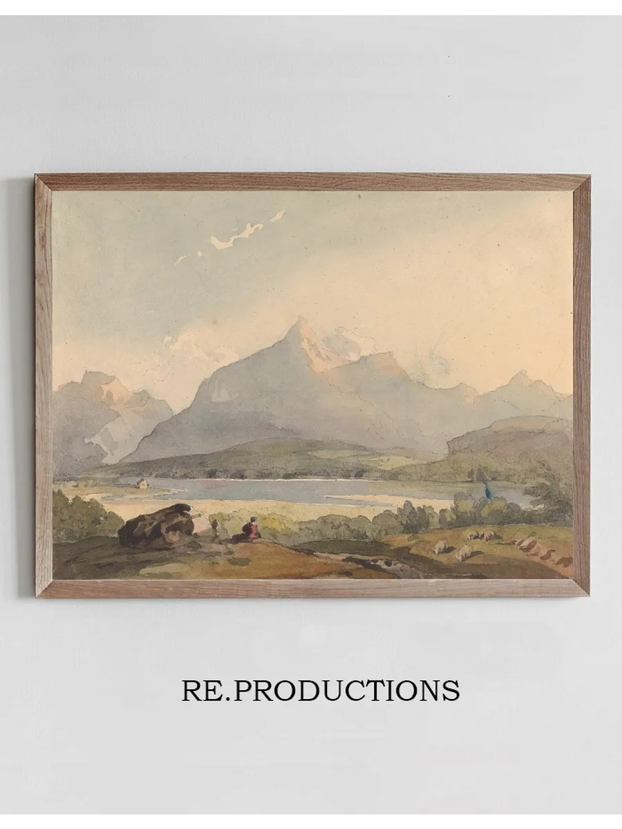 Mountainous Landscape with Lake and Figure in Foreground