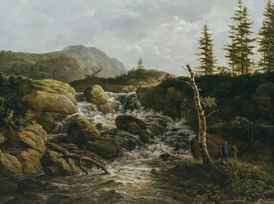 Mountainous Landscape with a Waterfall, Norway
