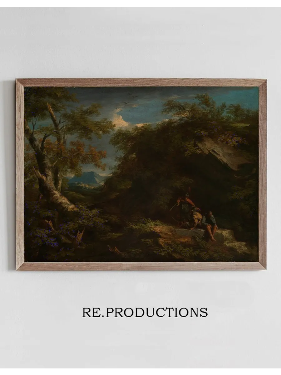 Mountainous Forest Landscape with Resting Warriors