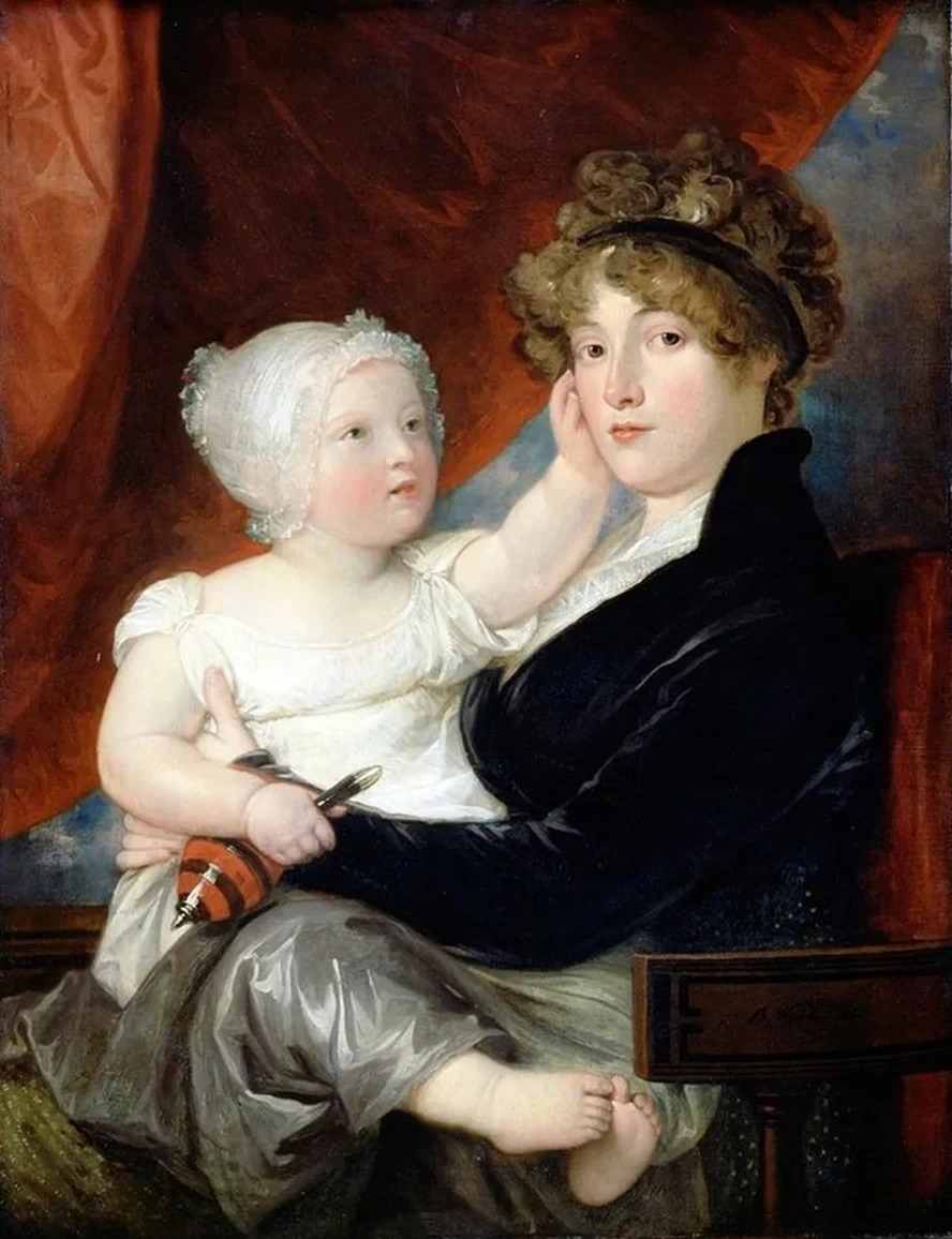 Mrs Benjamin West II with her son Benjamin West III