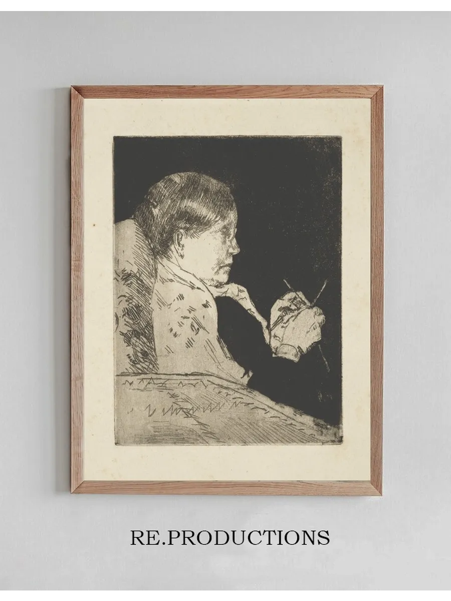 Mrs. Cassatt Knitting, Profile View