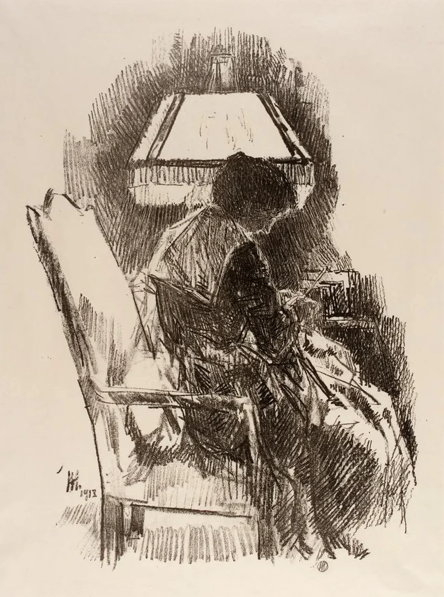 Mrs. Hassam, Knitting