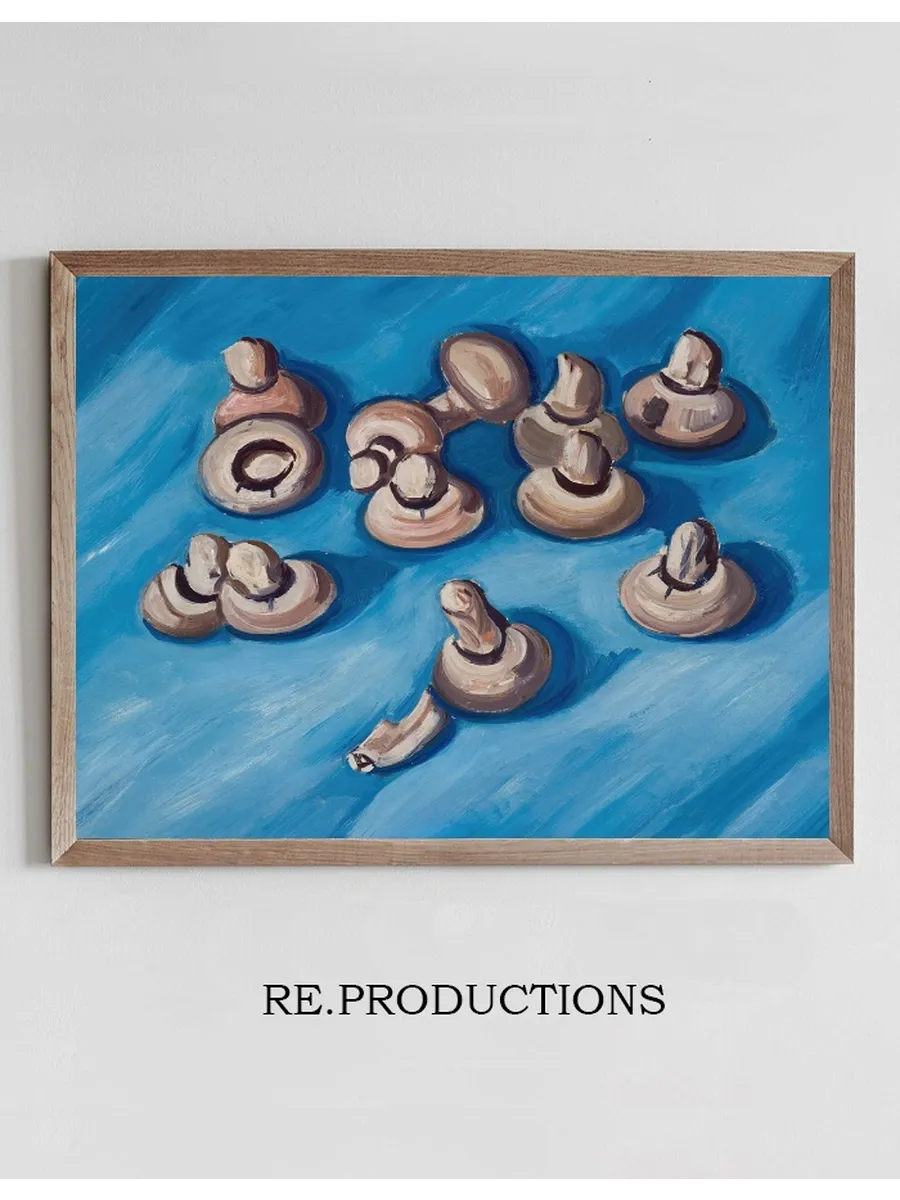 Mushrooms on a Blue Background
