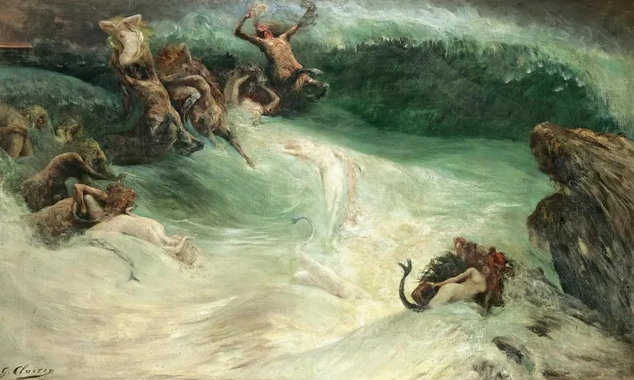 Naiades et Centaures Dans les Vagues