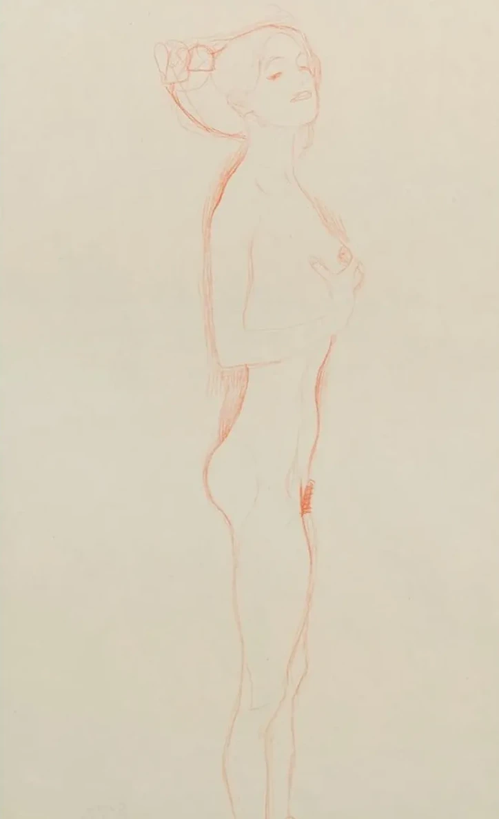 Naked Girl Standing, with Right Hand to Breast
