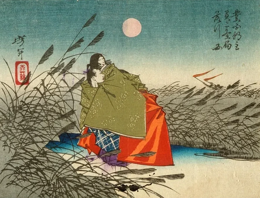 Narihira and Nij no Tsubone at the Fuji River