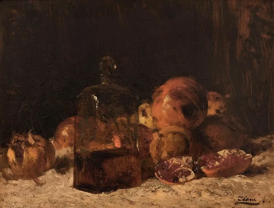 Nature Morte Au Flacon et Aux Grenades