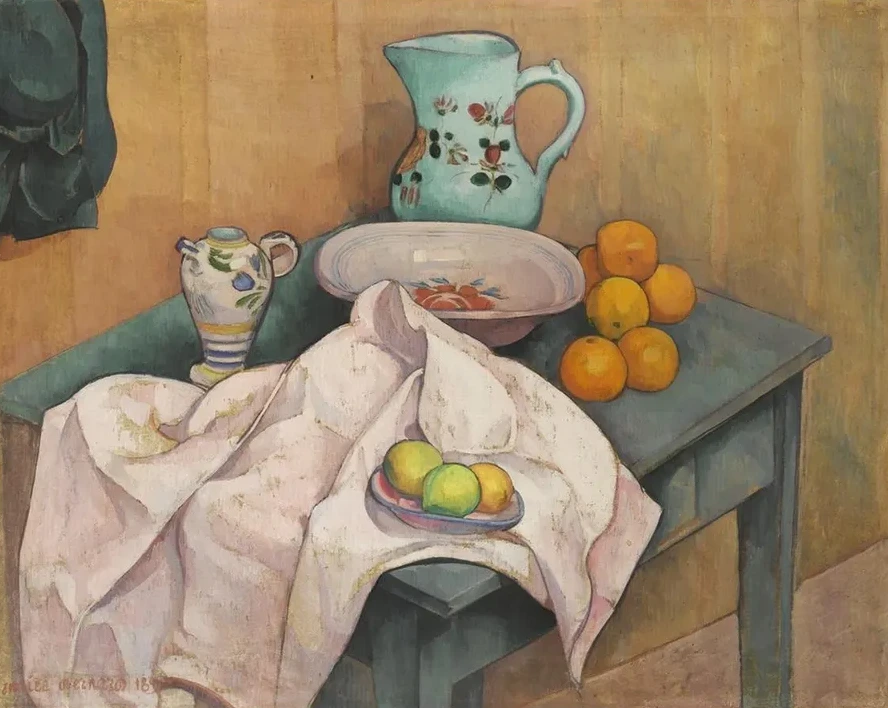Nature Morte Au Pichet et Aux Fruits Sur Une Serviette Deploy E