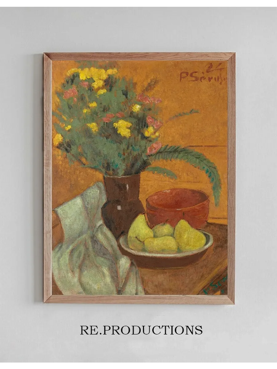 Nature Morte Aux Poires et Bouquet de Foug Res