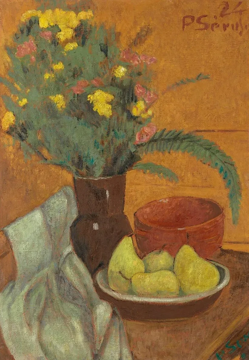 Nature Morte Aux Poires et Bouquet de Foug Res