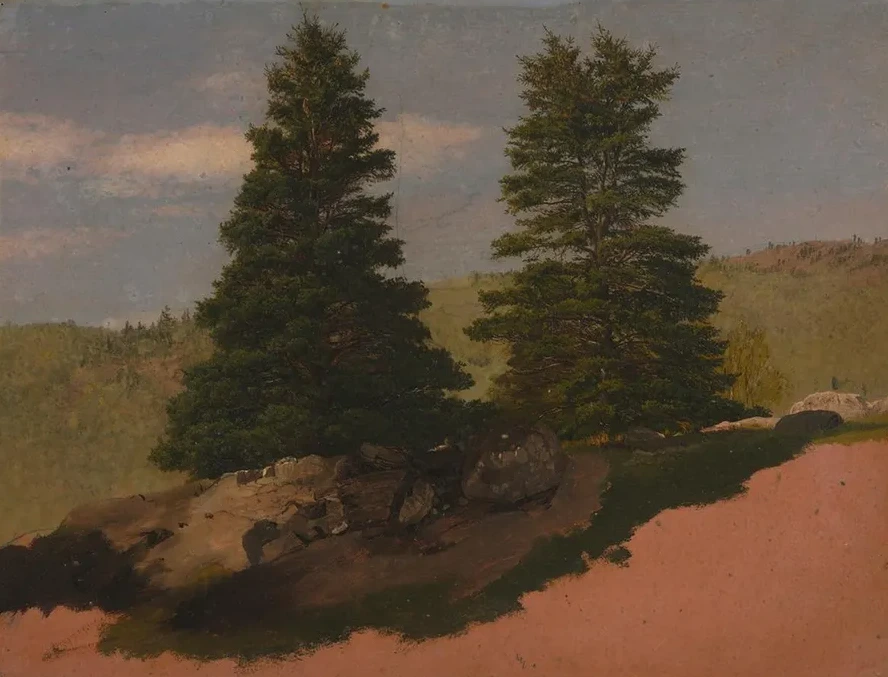 New England Landscape (Two Pine Trees)