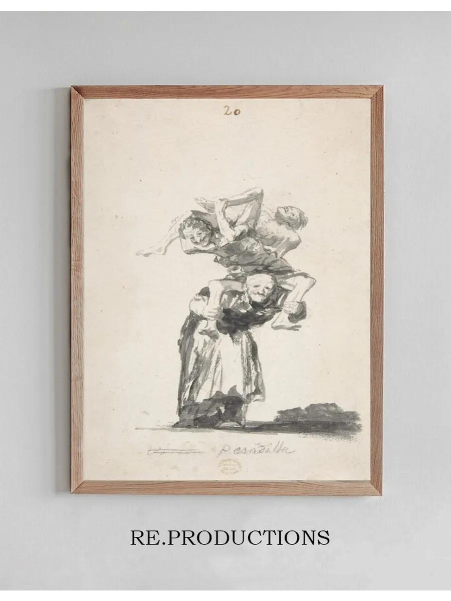 Nightmare an Old Woman Carrying Figures on Her Back