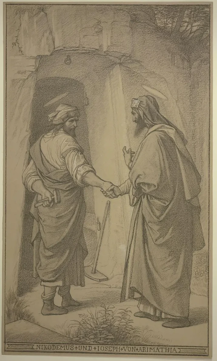 Nikodemus Und Joseph von Arimathia Vor Dem Grab Des Herrn, Sich Die Hand Reichend