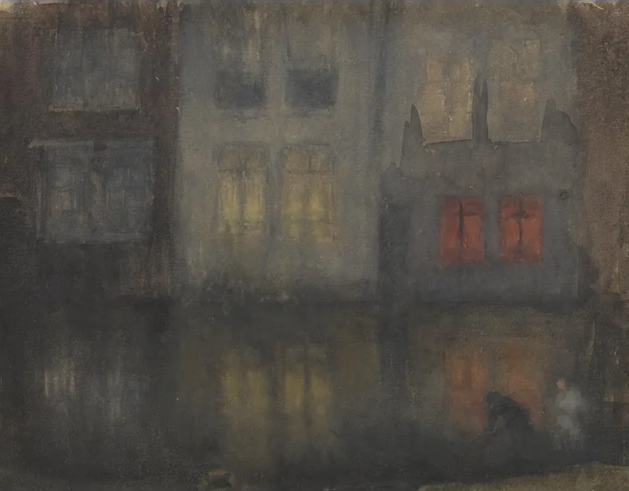 Nocturne Black and Red Back Canal, Holland