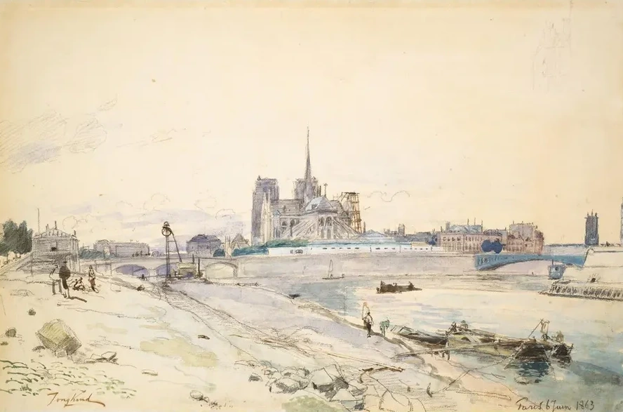 Notre Dame of Paris Seen from the Quai de Latournelle