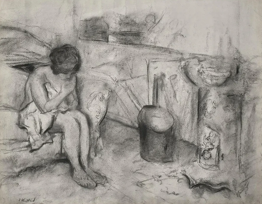 Nu Assis Dans L Atelier