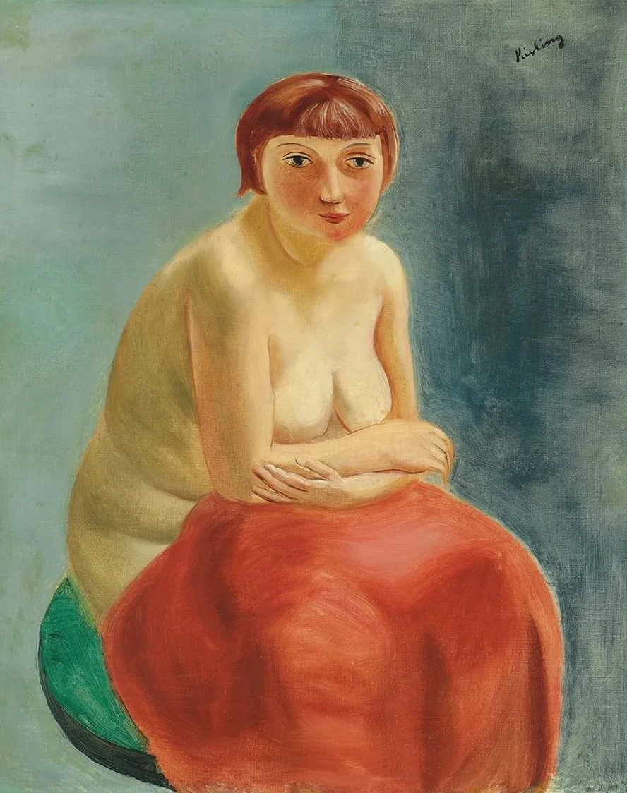 Nu Assis la Draperie Rouge