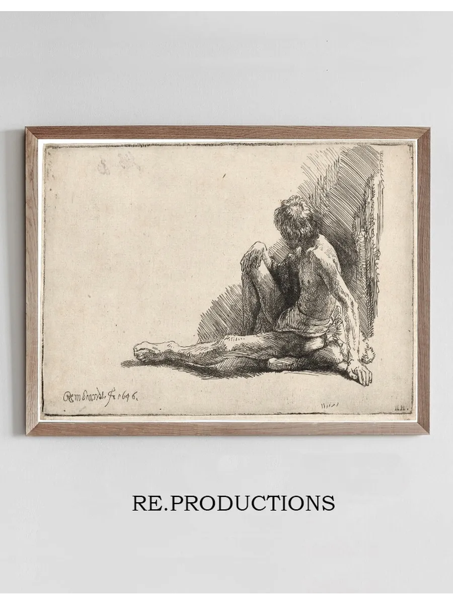 Nude Man Seated on the Ground with One Leg Extended