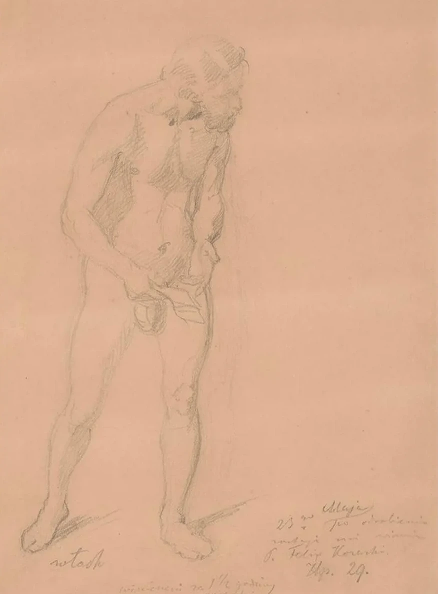 Nude Study for a Figure of an Italian in the Painting the Upbringing of Sigismund Augustus