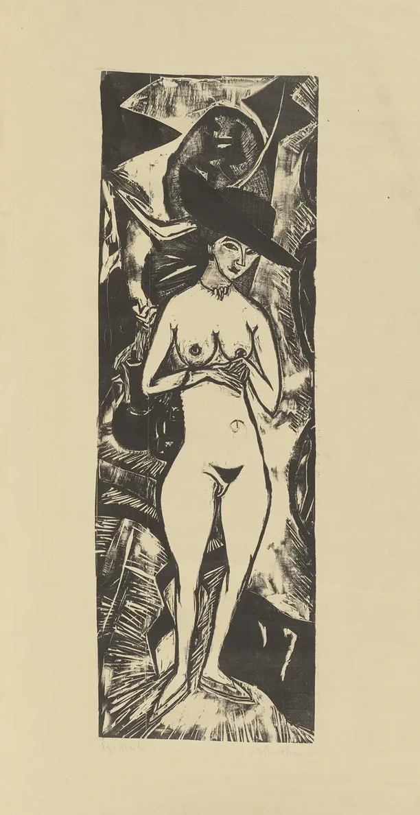 Nude Wearing a Black Hat