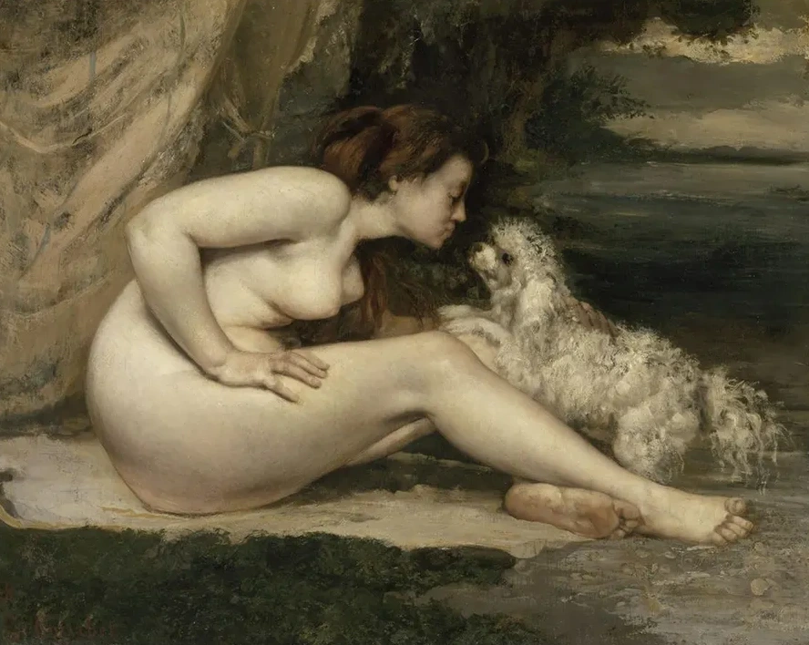 Nude Woman With A Dog