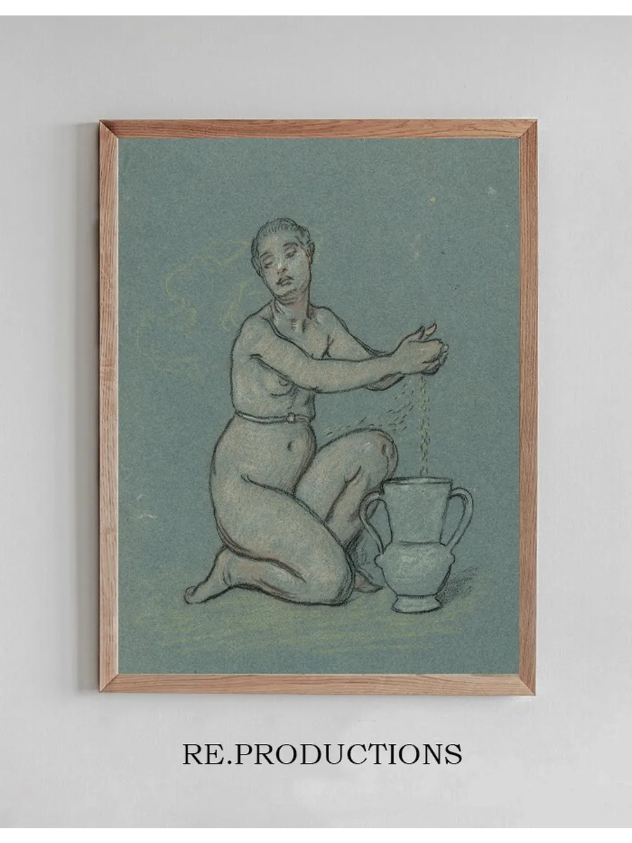 Nude Girl Winnowing Wheat into Urn