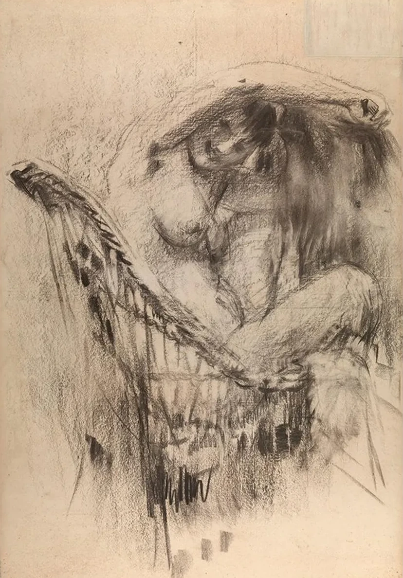 Nude in a Cane Chair