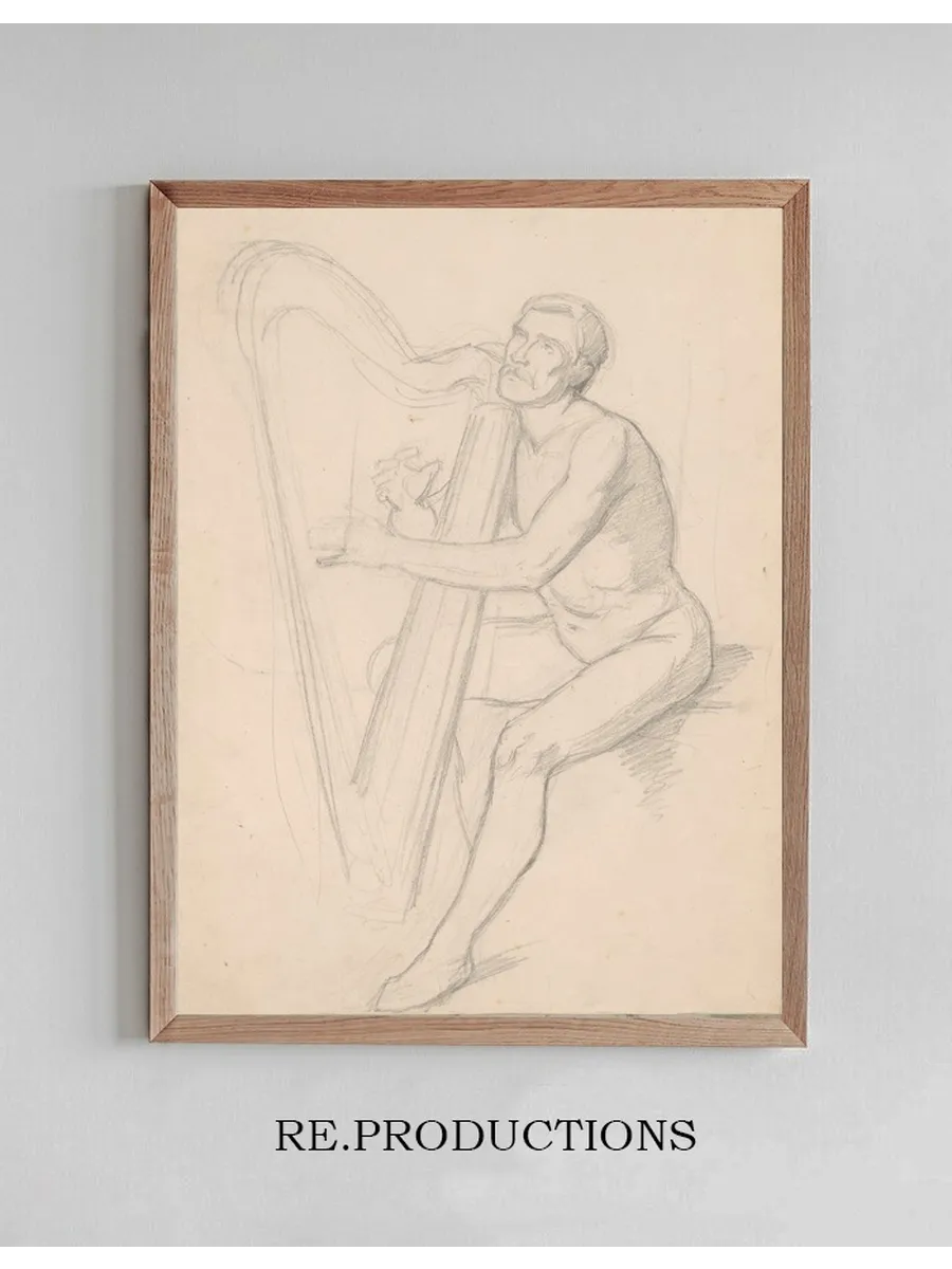 Nude Male Study to the Painting King David Playing the Harp