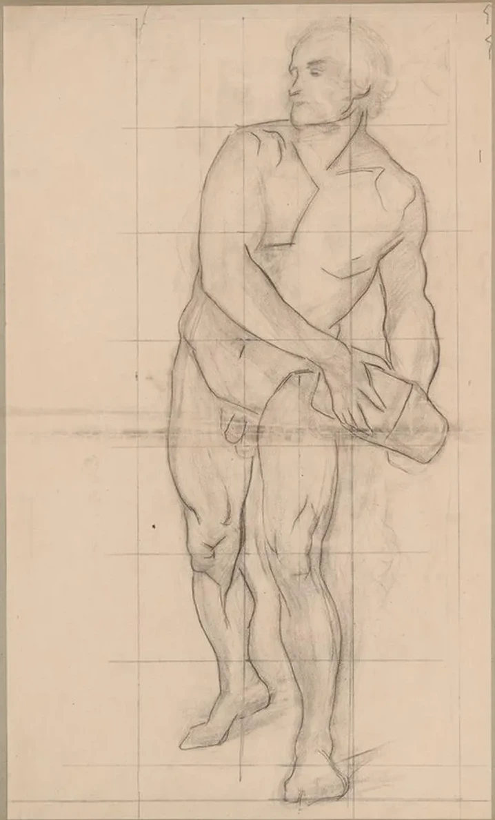 Nude Sketch to the Assailant to the Painting Martyrdom of St. Matthias