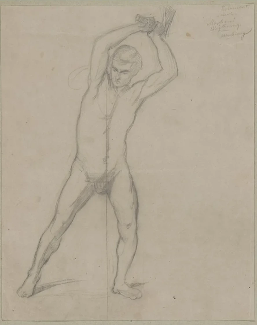 Nude Sketch to the Executioner with an Axe to the Painting Martyrdom of St. Matthias