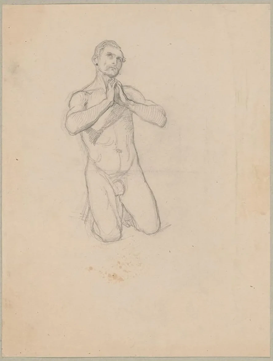Nude Sketch to the Figure of St. Matthias to the Painting Martyrdom of St. Matthias