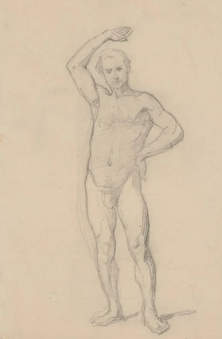 Nude Sketch to the High Priest to the Painting Martyrdom of St. Matthias