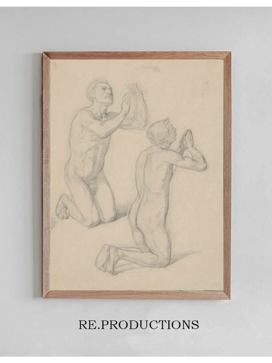 Nude Studies for the Figures of David and Pius IX in the Painting the Immaculate Conception of the Blessed Vir
