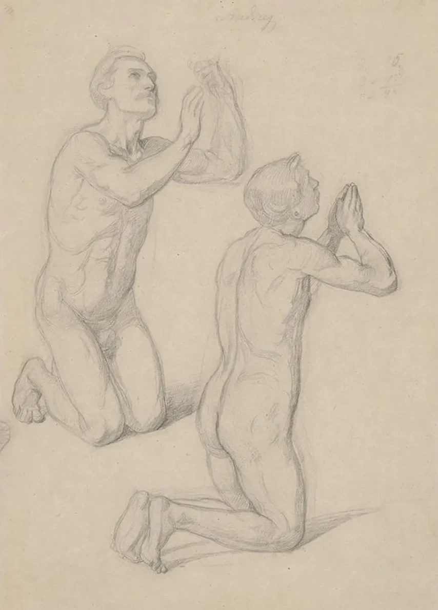 Nude Studies for the Figures of David and Pius IX in the Painting the Immaculate Conception of the Blessed Vir