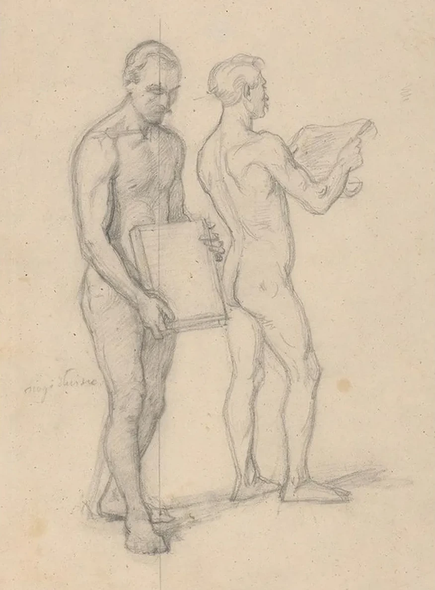 Nude Studies for the Figures of Ja Ko of T Czyn and the Man Standing Behind Him for the Painting Queen Jadwiga