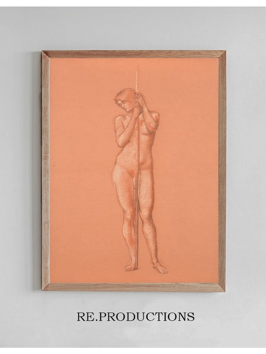 Nude Study for Attendant Figure Holding a Spear in the Sleep of Arthur in Avalon