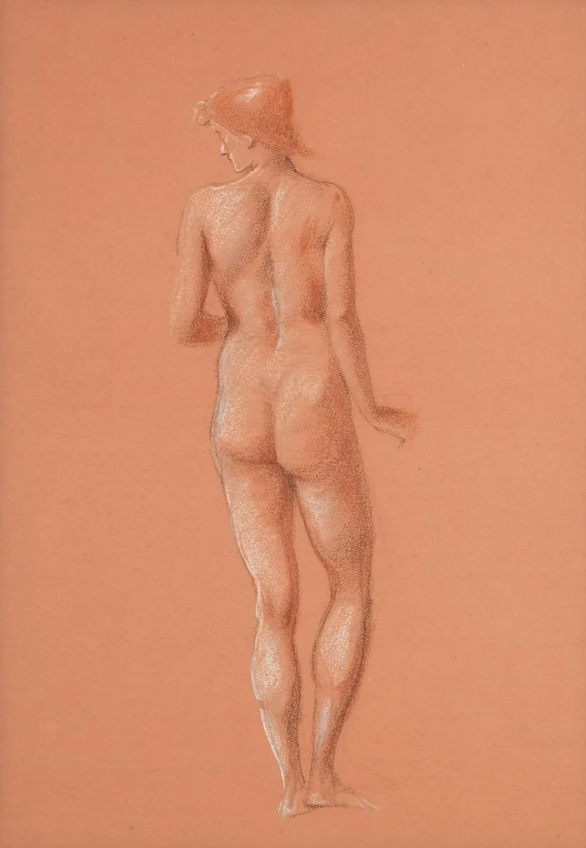 Nude Study for Attendant Figure in the Sleep of Arthur in Avalon