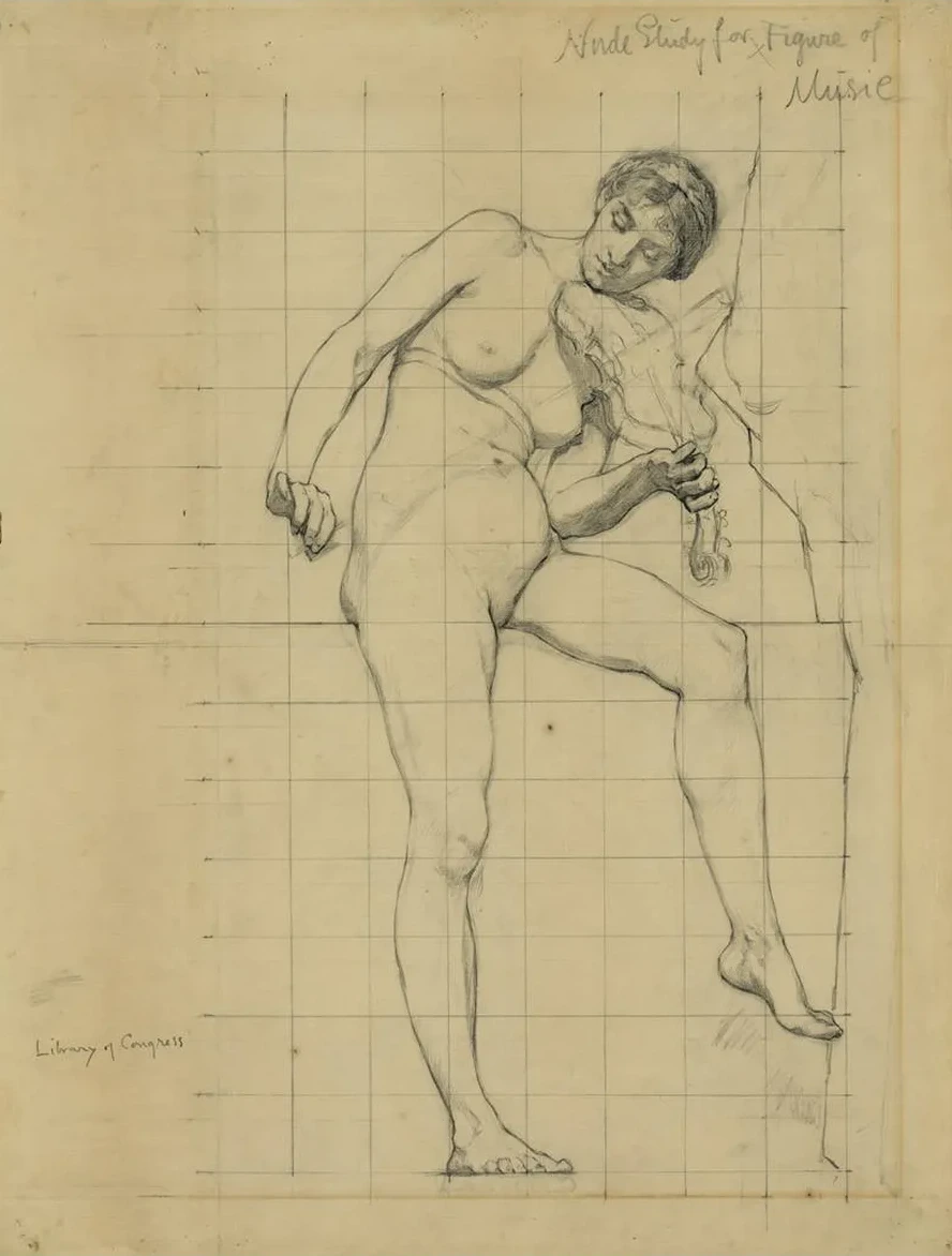 Nude Study for Figure of Music
