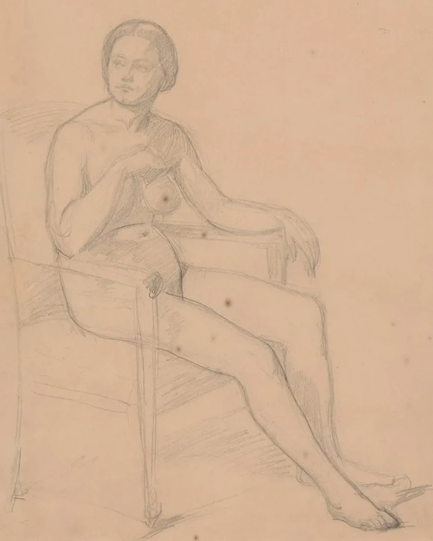 Nude Study of Queen Bona for the Painting the Upbringing of Sigismund Augustus