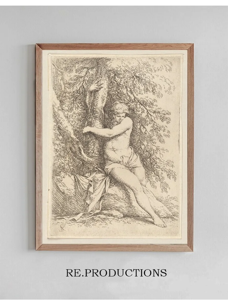 Nude, Seated, Holding Onto a Tree