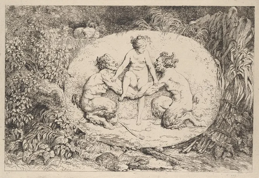 Nymph Supported by Two Satyrs