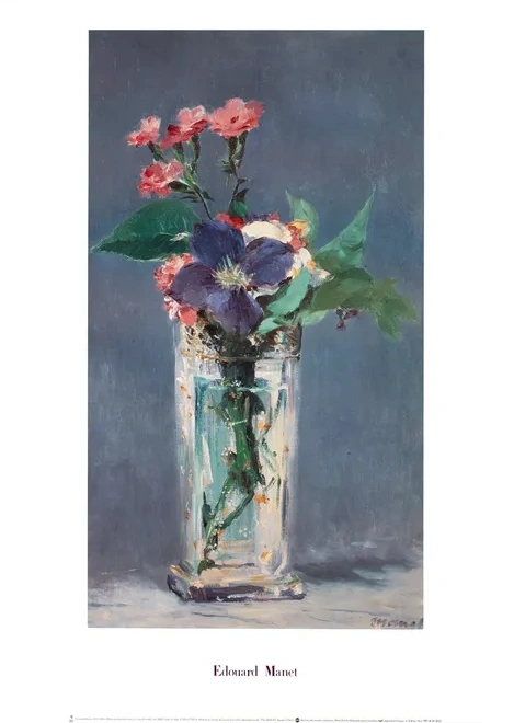 Oeillets et CL Matite Dans Un Vase de Cristal