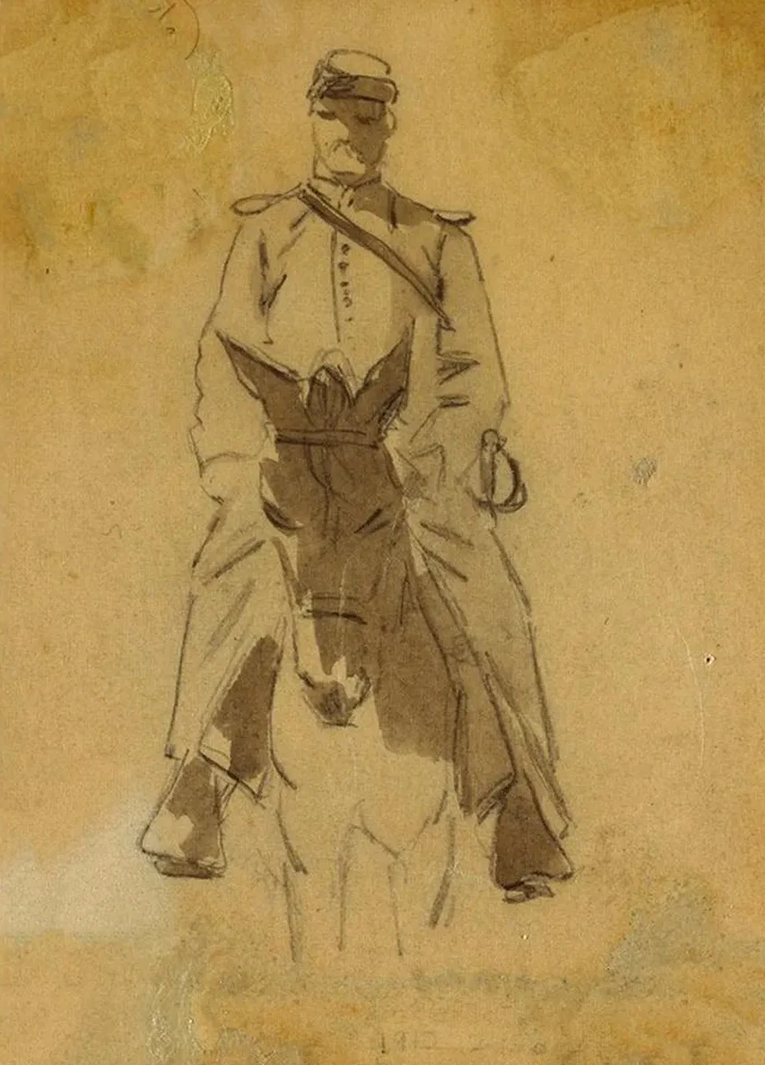 Officer and Head of a Horse
