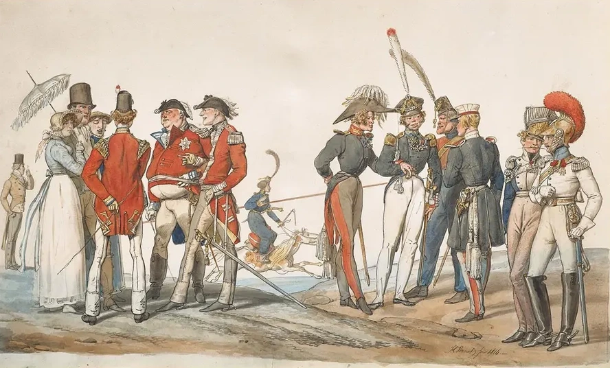 Officiers Anglais et Fran Ais Discutant