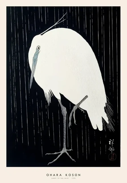 Ohara Koson - Egret in the Rain
