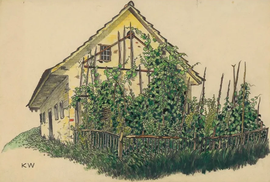 Ohne Titel (Bauernhaus mit Vorgarten)